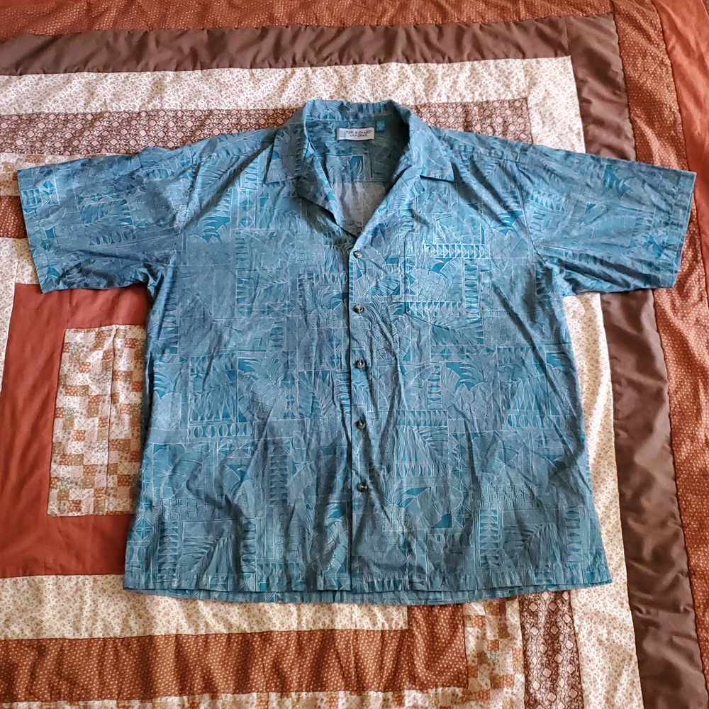 TORI RICHARD UNIFORMS SIZE XL HAWAIIAN SHIRT BLUE TEAL WHITE GUC